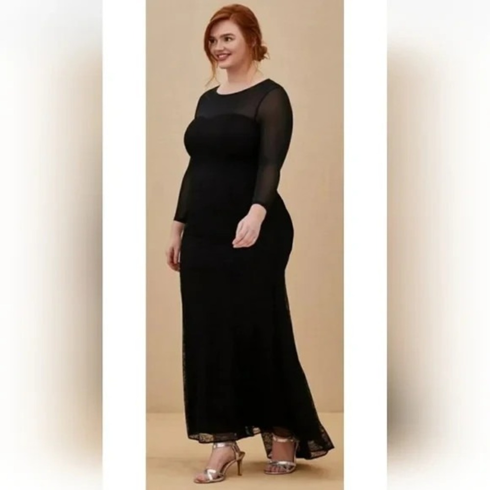 Torrid Womens Black Mesh Lace Gown Size 14 NWT Whimsigoth Prom Formal Grunge